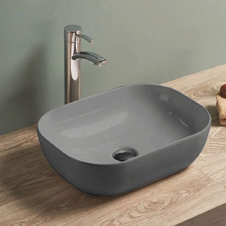 כיור אמבטיה מונח איתי אפור מט 46X33 ס"מ-משלוח בירושלים ומרכז