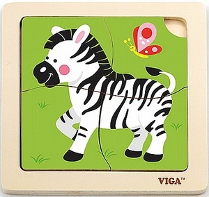 פאזל עץ 4 חלקים - זברה