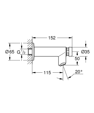 ברז מים קרים מנתי מהקיר 36266000 כרום GROHE