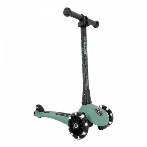קורקינט לילדים ידית מתקפלת Highwaykick 3 LED, אורות ב 3 גלגלים ומונע התהפכות FOREST ירוק