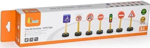  סט 7 תמרורים מעץ למשחק רכבות ומכוניות