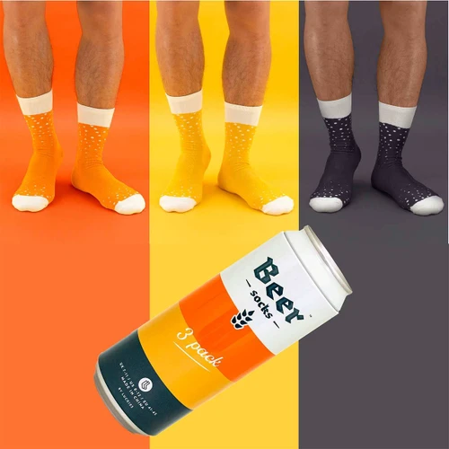 3 זוגות גרביים בפחית דמוי בירה  Beer Socks