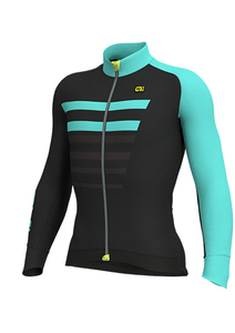 חולצה ארוכה לרכיבת אופניים לגברים PIUMA L/S JERSEY שחור-טורקיז