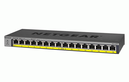 מתג +GS116PP — 16 Port Gigabit Ethernet Unmanaged Switch with 16-Port PoE/PoE 