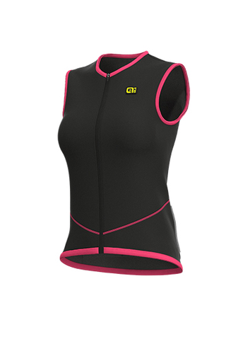 ווסט רכיבה נשים CLIMA PROTECTION 2.0 ICONA VEST שחור-ורוד טרמי אלסטי טכני מחמם ומנדף נגד רוח נושם