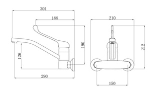 ברז קיר למטבח ידית נגישה לנכים ניקל מבריק 2707L סיוון אופיר