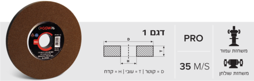 אופני השחזה לפלדה וברזל, מאלומניום אוקסיד חום (A) דגם 1, 127x15.9x31.75 מ