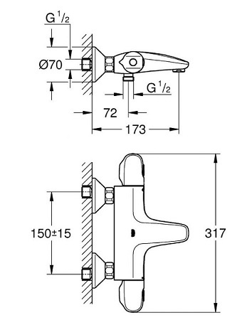 ברז סוללה תרמוסטטית לאמבטיה GROHE גרואה 34155003