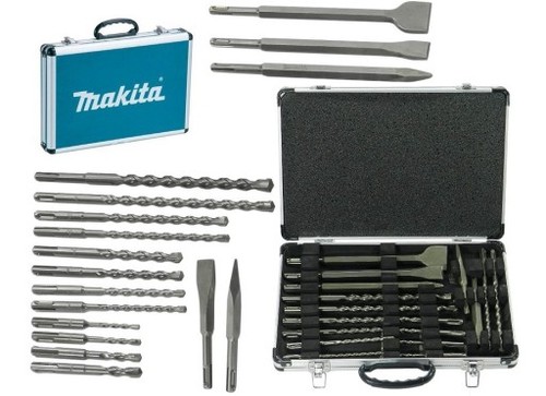 מזוודת 17 יח' מקדחים ואזמלים לפטישון MAKITA