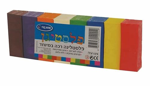 פלסטיגן פלסטלינה 8 צבעים - 400 גר' אומגה