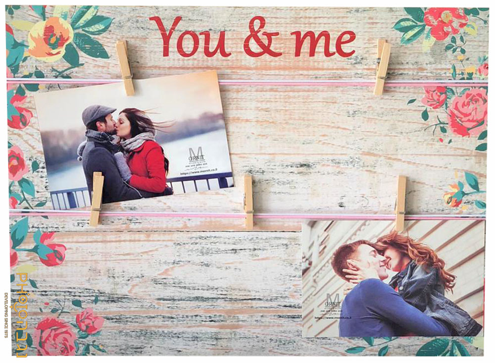 תליית תמונות על חוטים "You & Me"