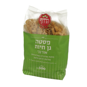פסטה גן חיות מקמח מלא אורגני 500 גרם הרדוף Organic Whole Wheat Zoo Animal Pasta 500gr Harduf