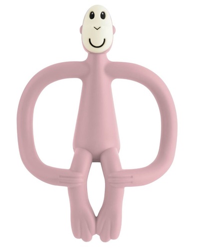 נשכן קופיף עם מברשת שיניים הראשונה מסיליקון רפואי - ורוד/זנב לבן