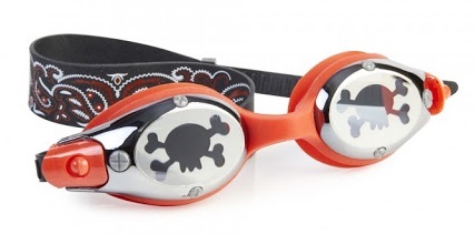 משקפת בריכה מעוצבת לילדים 100% סיליקון עם הגנת UV ומונע אדים - אדום פיראט (גיל 3+)