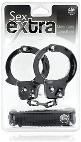 אזיקי מתכת איכותיים - NMC - Sex Extra Hand Cuff & Rope 3m