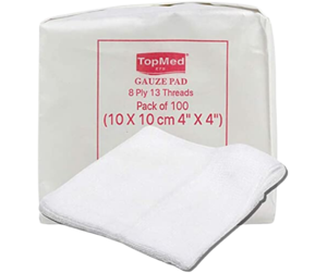 מרפדי גזה כותנה - 100 יחידות 7.5X7.5 ס"מ - טופמד TopMed