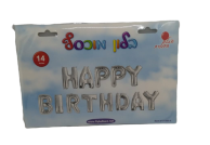 מארז אותיות לניפוח עצמי Happy Birthday כסף