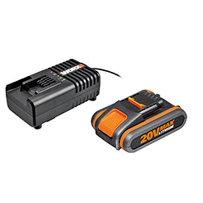 ערכת סוללה 20V 2A ומטען מהיר Worx WA3601