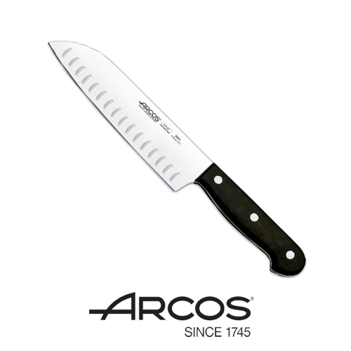 סכין סנטוקו יפנית 17 ס"מ עם חריצים ידית בקלית | ARCOS