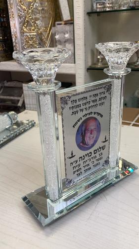 פמוטים קריסטל עם תמונת יקירכם דגם 99222 עבור הזמנת מינימום 10 יחידות