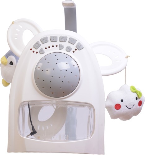 נדנדה חשמלית לתינוק 2 ב 1 משולבת טרמפולינה, מובייל ומקרן תקרה BY028 - אפור