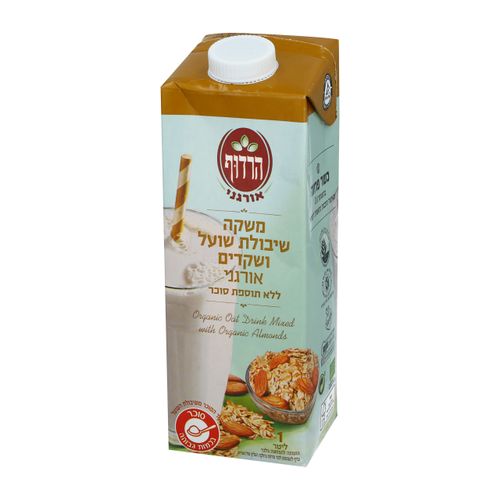 משקה שיבולת שועל ושקדים אורגני (ללא תוספת סוכר)  1 ליטר הרדוף Organic Oat and Almond Drink (No Sugar Added) 1L Harduf