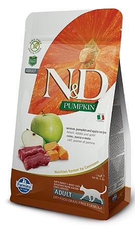 נטורל אנד דלישס N&D מזון יבש לחתול - דלעת, תפוח וצבי - שק  5 ק