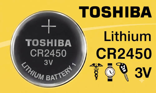 סוללת כפתור ליתיום CR2450 TOSHIBA טושיבה