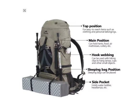 תרמיל מוצ'ילה 70+5 ליטר לדרום אמריקה  NATUREHIKE  Backpacks 70L