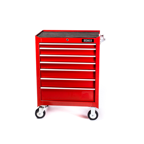 עגלת כלים 7 מגירות אדומה -  מקצועית ואיכותית  ROHER TOOLS 1093228