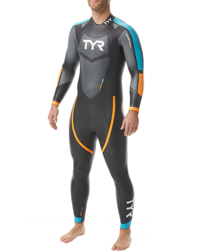 חליפת שחייה לגברים דגם MENS CAT 2 WETSUIT BLK/BLUE/ORANGE