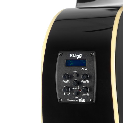 גיטרה אקוסטית מוגברת Stagg SA35 בצבע שחור