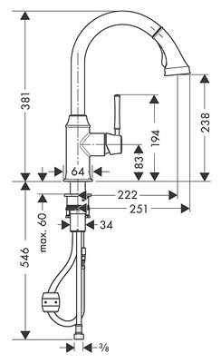 HANSGROHE ברז מטבח נשלף טאליס קלאסיק מקט 14863000 