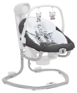 נדנדה חשמלית וטרמפולינה לתינוק סרינה 2 ב 1 - אפור כהה Logan