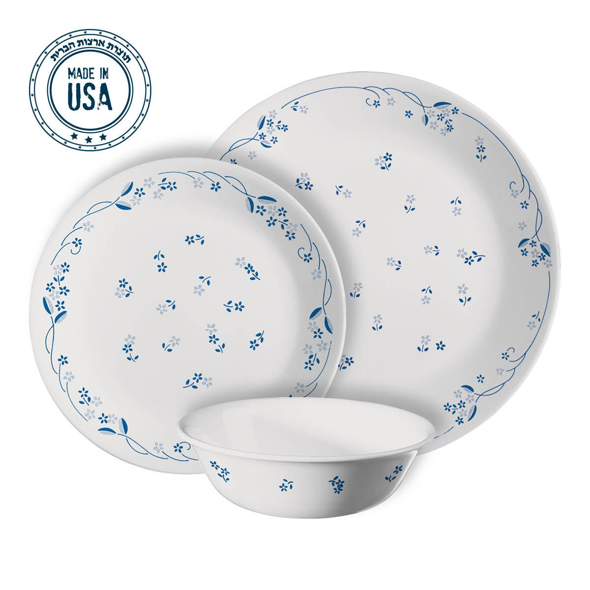 סט צלחות 18 חלקים, קורנינג פרובנסיאל בלו | Corning Ware Provincial Blue
