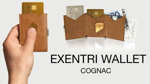 EXENTRI ארנק הקונספט הטוב בעולם ארנק עור דגם  COGNAC