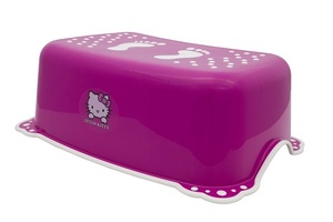 שרפרף / מדרגון שלב אחד לאמבטיה או לשרותים עם ציפוי מונע החלקה בעיצוב הלו קיטי - ורוד