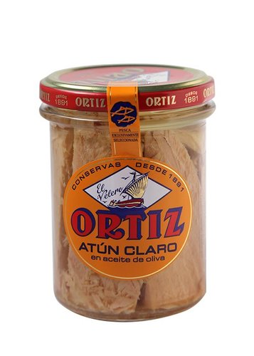 נתחי טונה בהירה בשמן זית בצנצנת ORTIZ