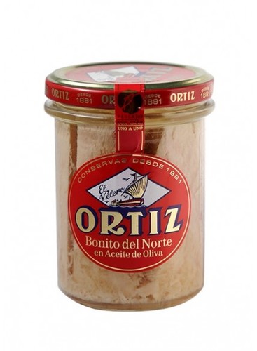 נתחי טונה לבנה בשמן זית בצנצנת ORTIZ