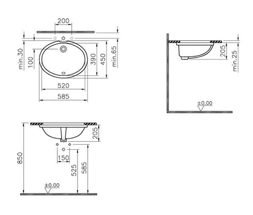כיור רחצה VITRA מידה 59X45 סמ דגם 6069-משלוח בין אשדוד לנתניה