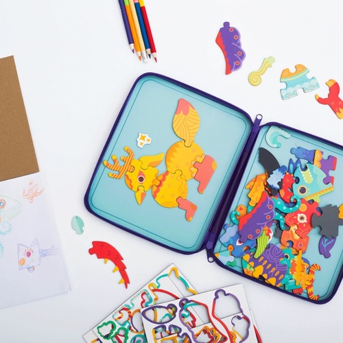 קלמר רב פעמי + ערכת משחק במגנטים עם למעלה מ 50 חלקים - מפלצות משגעות