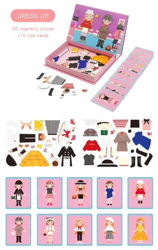 מארז יצירה במגנטים 50 חלקים, 10 כרטיסיות ומארקר מחיק - מתלבשים