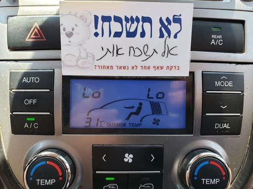 25 כרטיסים למניעת שכחת ילדים ברכב ח
