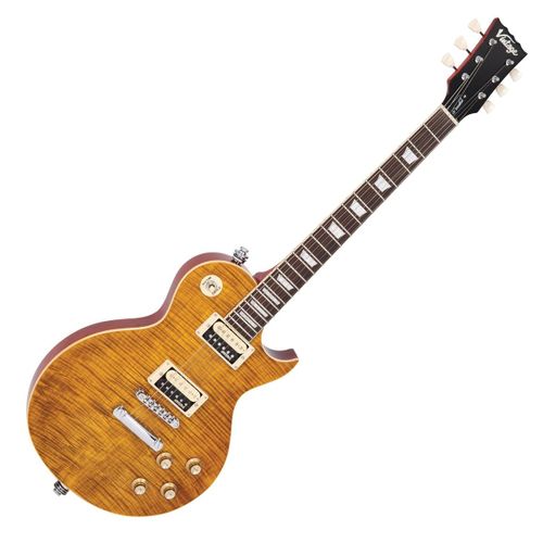 זוית נוספת Vintage V100AFD ReIssued Electric Guitar ~ Flamed Amber