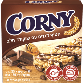 חטיף דגנים שוקולד חלב- קורני (6 יח')