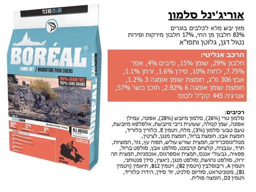 בוריאל כלב אוריג'ינל סלומון 11.33  ק