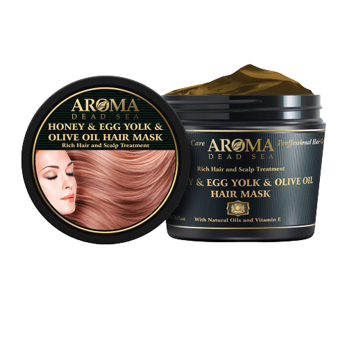 ארומה | מסכת דבש | חלמונים ושמן זית לשיער | 500מ"ל | לחיזוק השיער והשורשים | הרכבה עשיר והייחודי | מחזקת ומטפחת את השיער והשורשים