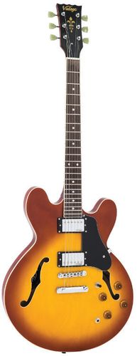 Vintage VSA500 ReIssued Semi Acoustic Guitar ~ Honeyburst