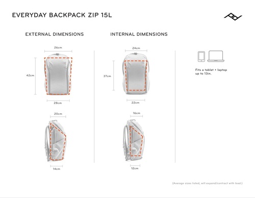  תיק גב Peak Design Everyday Backpack Zip 15L