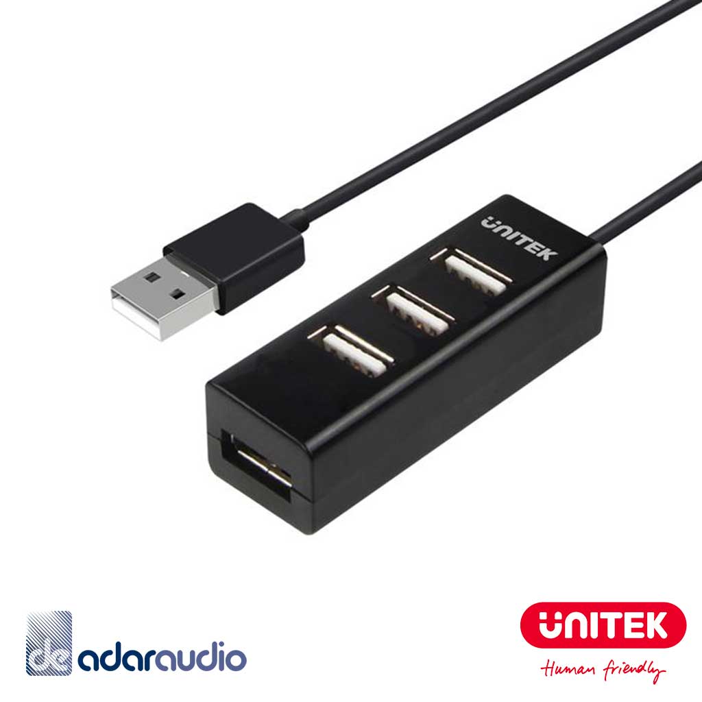רכזת USB 2.0 עם 4 פורטים וכבל מובנה